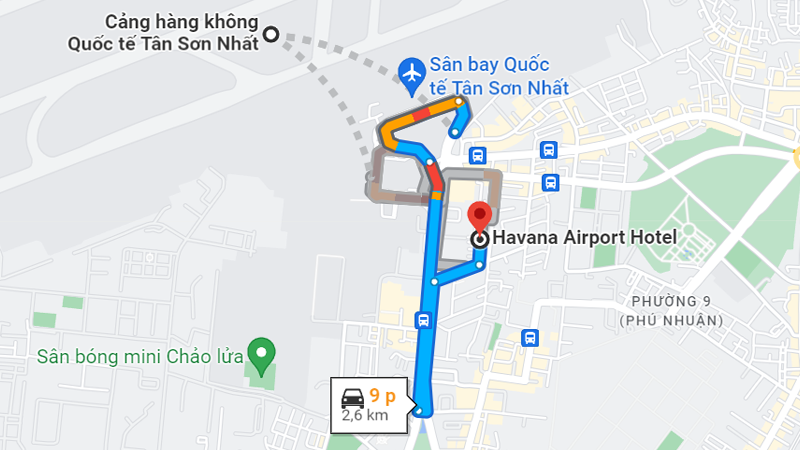 Đường di chuyển tới kh&aacute;ch sạn Havana Airport