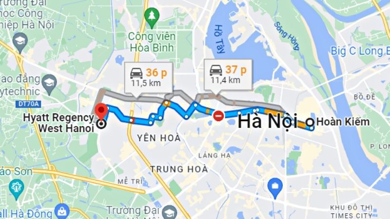 Đường Di Chuyển Tới Khách Sạn Hyatt Regency West Hà Nội