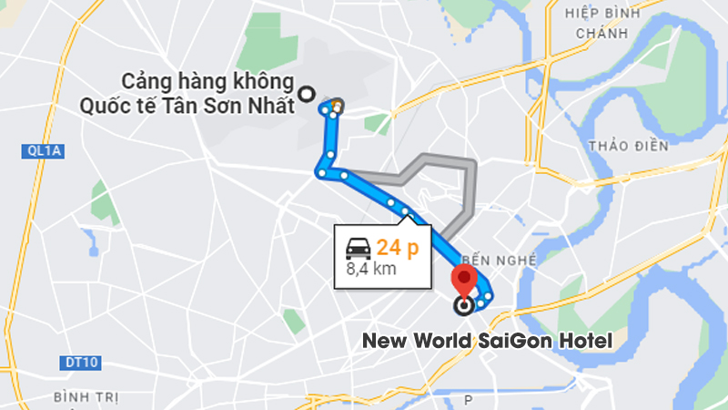Đường Di Chuyển Tới Khách Sạn New World Sài Gòn