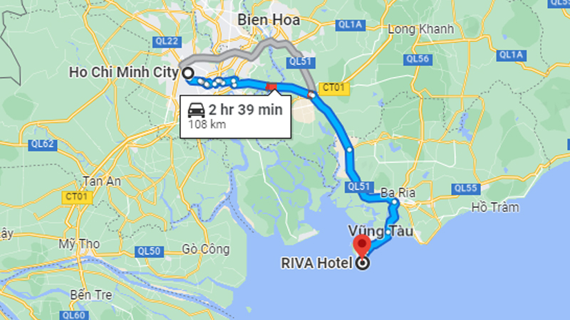 Đường di chuyển tới khách sạn Riva Vũng Tàu 