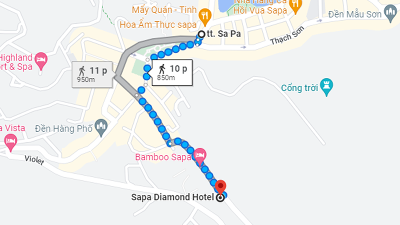 Đường di chuyển tới khách sạn Sapa Diamond 