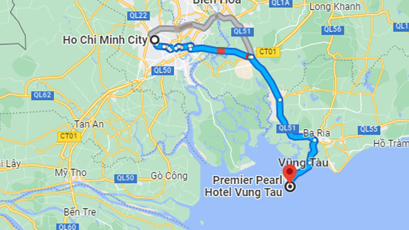 Đường di chuyển tới Premier Pearl Hotel Vung Tau