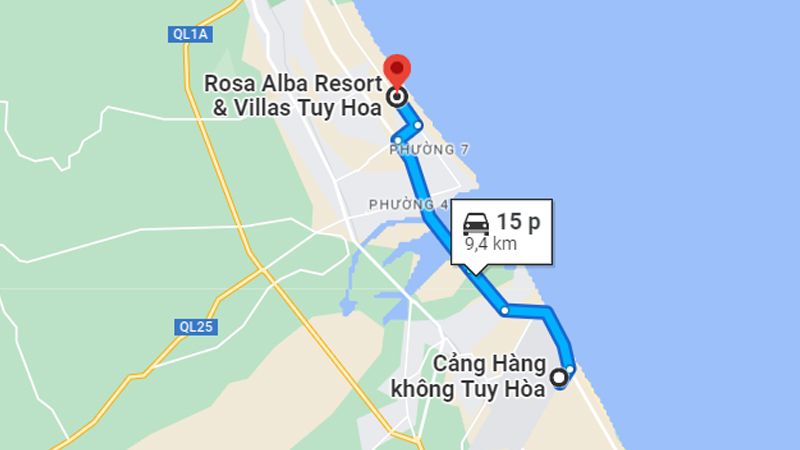 Đường Di Chuyển Tới Rosa Alba Resort & Villas Tuy Hòa