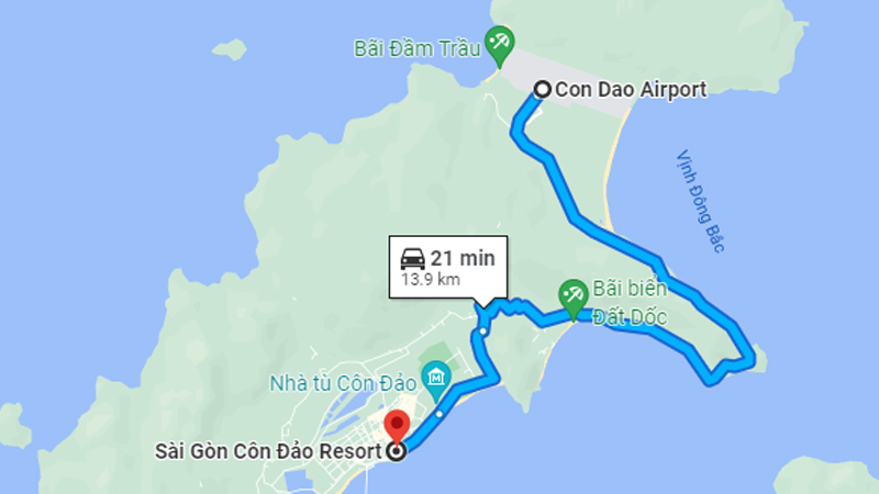 Đường di chuyển tới Sài Gòn Côn Đảo Resort