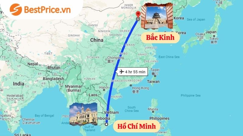 Khoảng cách từ Hồ Chí Minh tới Trung Quốc