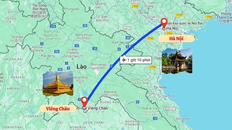 Khoảng cách từ Việt Nam đến Lào