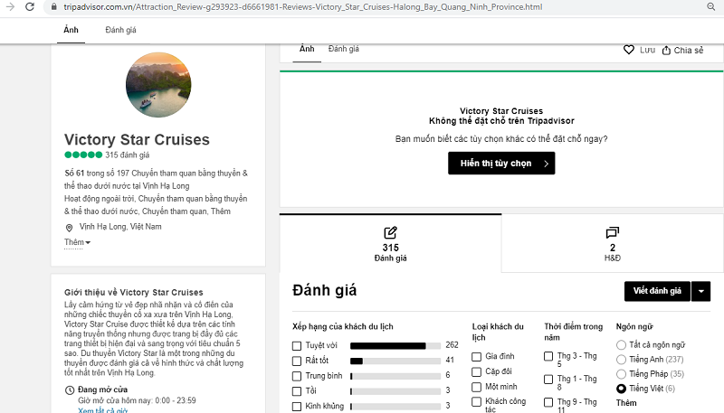 Review du thuyền Victory Star