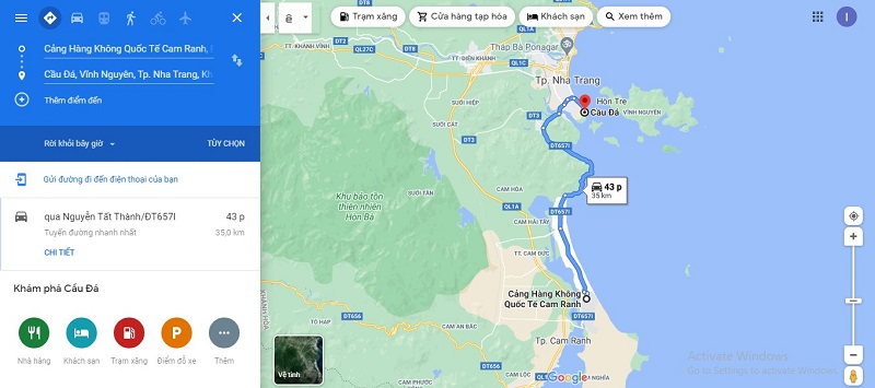 Sân bay Cam Ranh đến cảng Cầu Đá