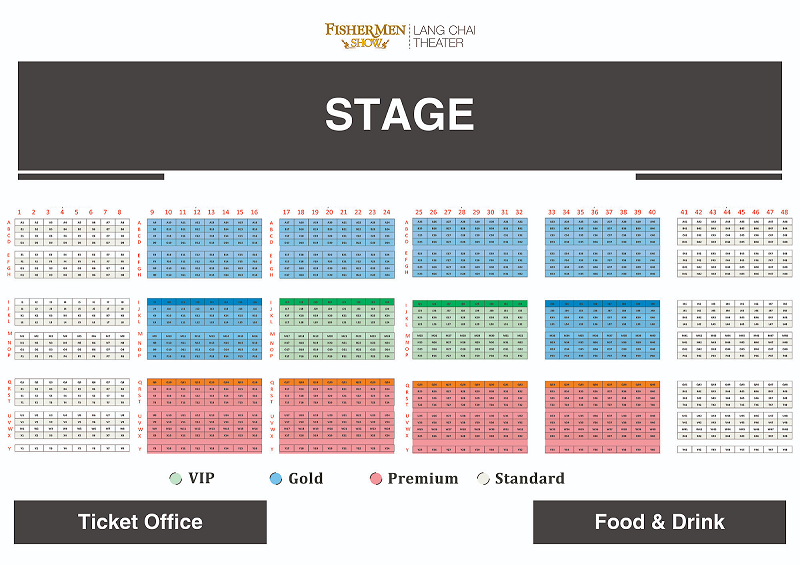 Sơ đồ chỗ ngồi trong vé Show huyền thoại làng chài Phan Thiết
