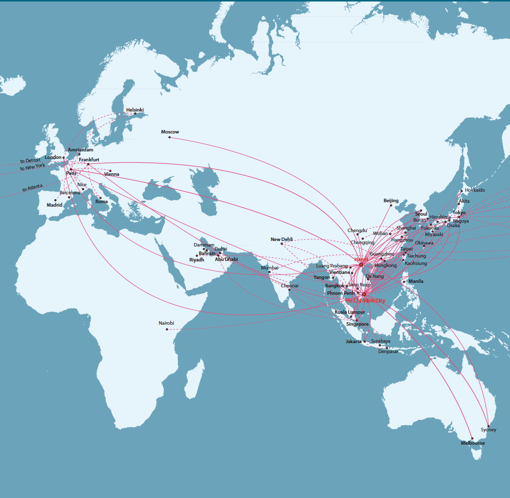 Mạng đường bay quốc tế từ Việt Nam