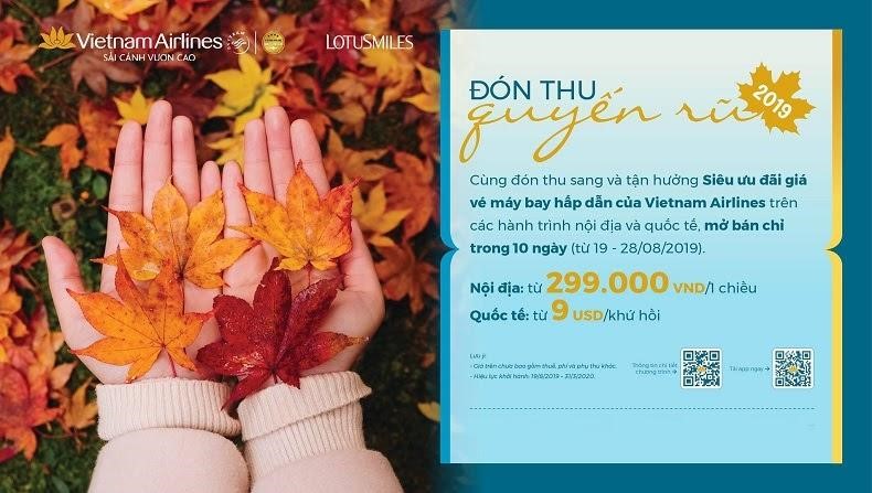 Giá vé máy bay Vietnam Airlines mùa thu vàng