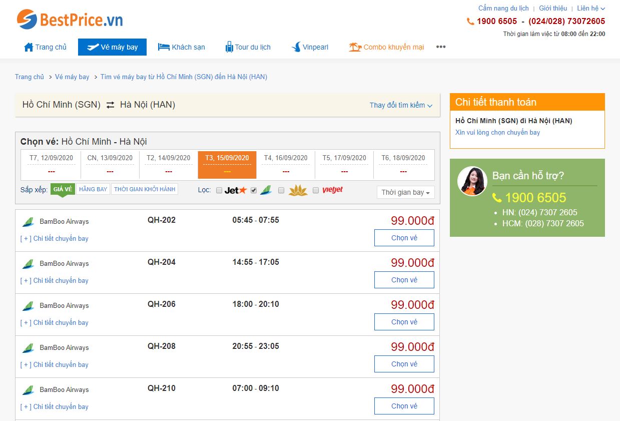 Vé máy bay đi Hà Nội Bamboo Airways