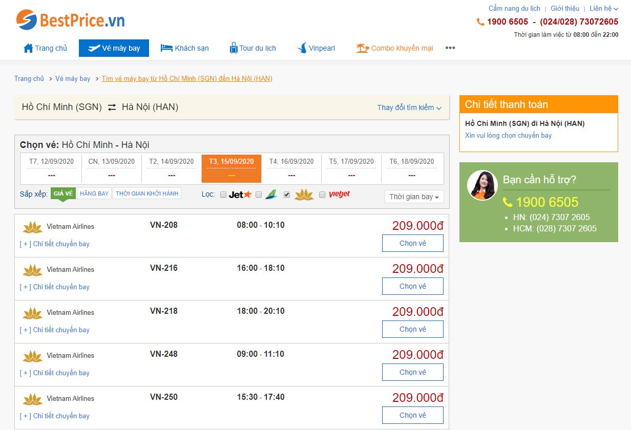 Vé máy bay đi Hà Nội Vietnam Airlines