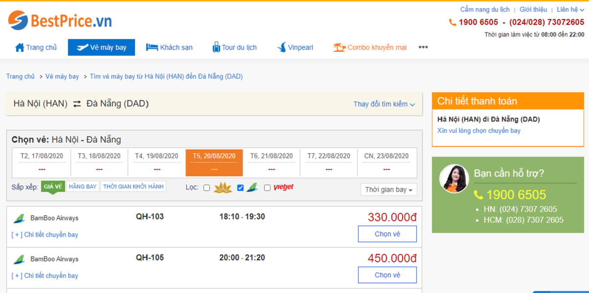 Vé máy bay đi Đà Nẵng hãng Bamboo Airways