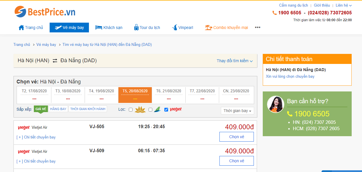 Vé máy bay đi Đà Nẵng hãng Vietjet Air