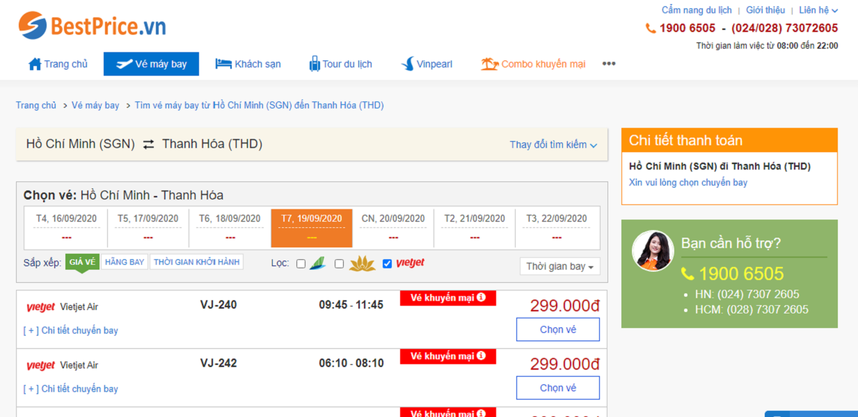 Vé máy bay đi Thanh Hóa hãng Vietjet