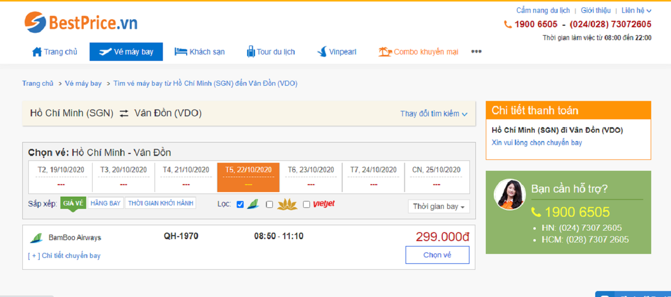 Vé máy bay đi Vân Đồn hãng Bamboo Airways