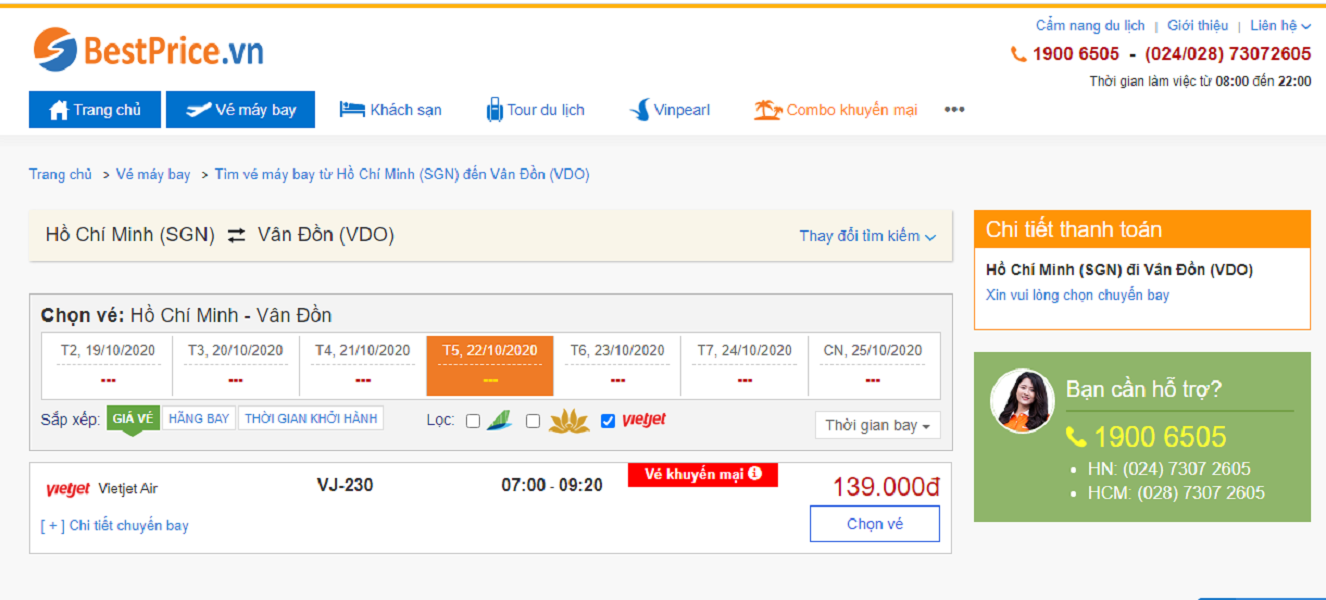 Vé máy bay đi Vân Đồn hãng Vietjet Air