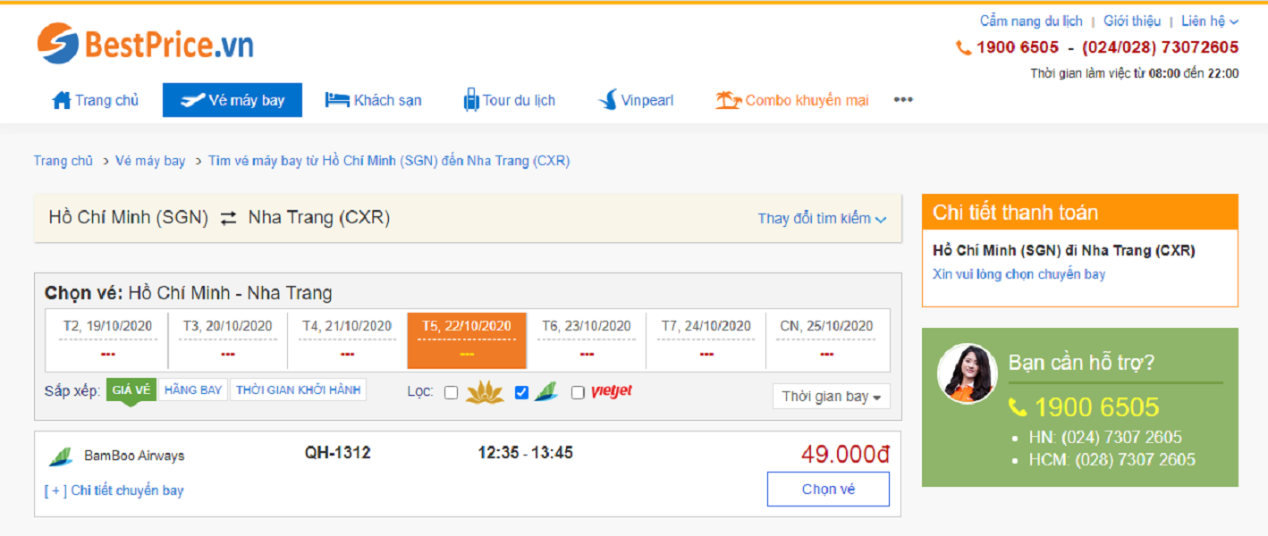 Vé máy bay đi Nha Trang hãng Bamboo Airways