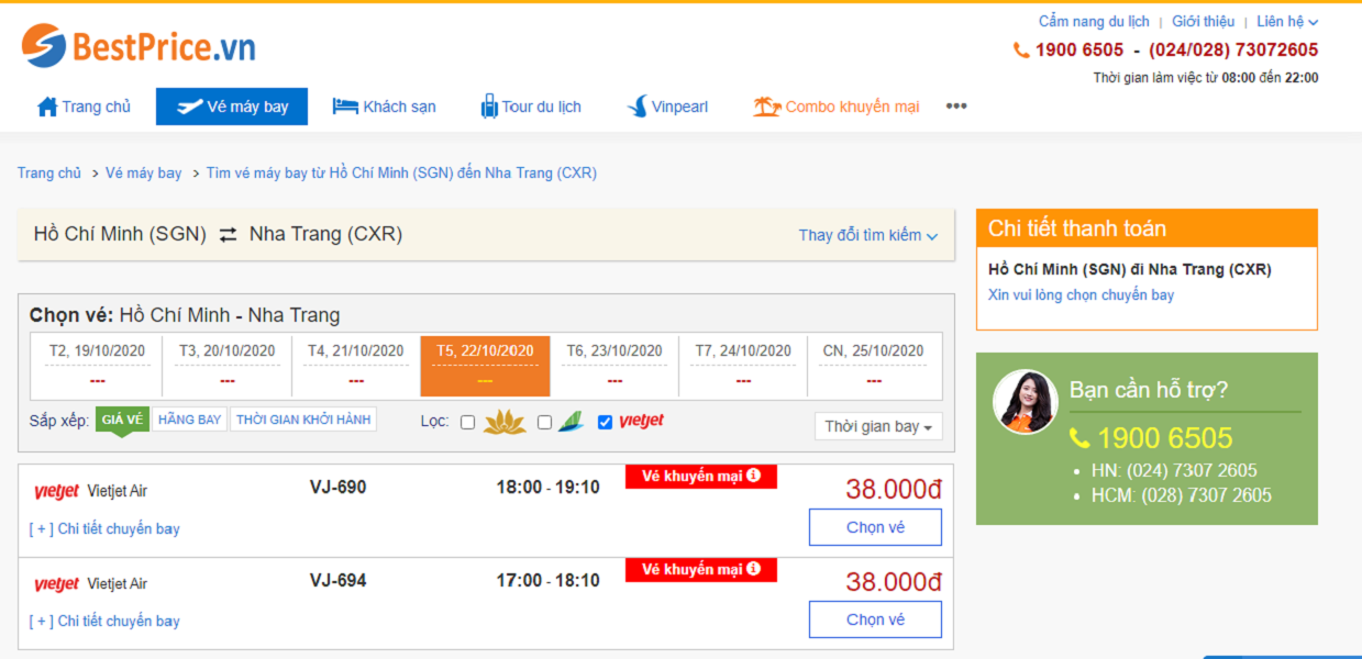 Vé máy bay đi Nha Trang hãng Vietjet Air