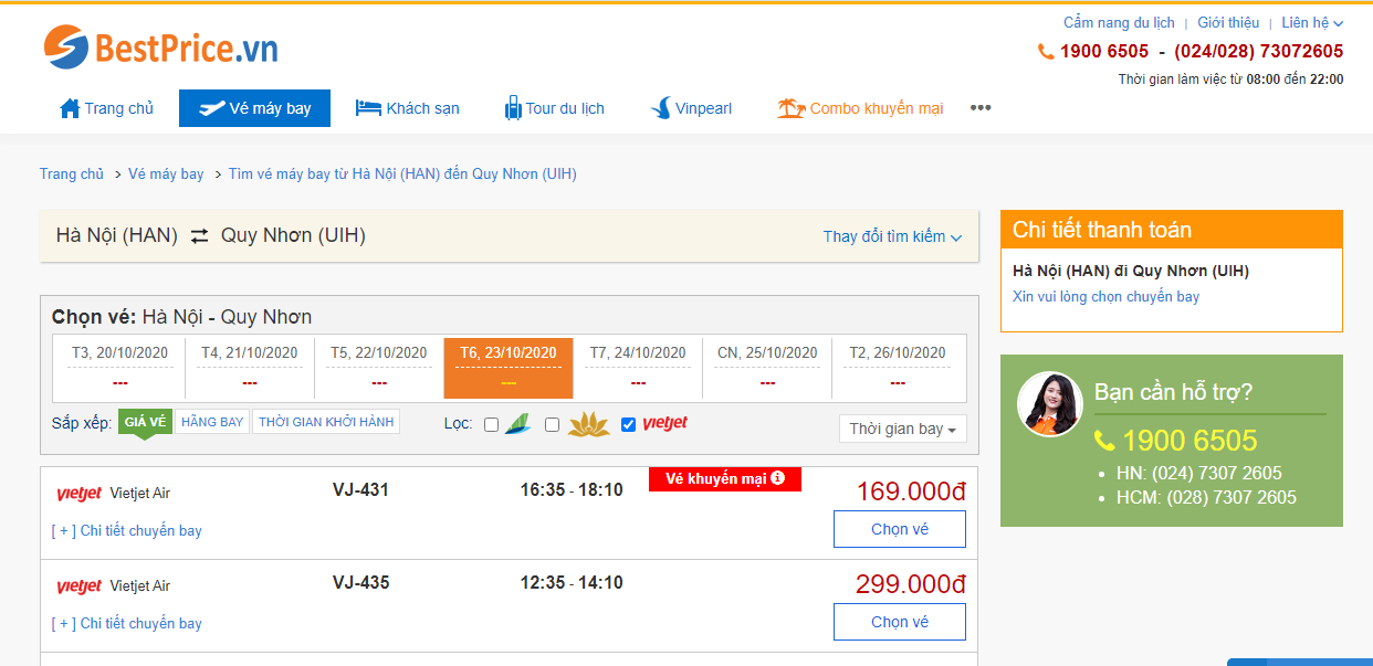 Vé máy bay đi Quy Nhơn Vietjet Air