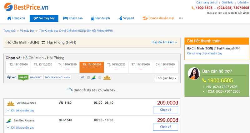 Vé máy bay đi Hải Phòng tháng 10