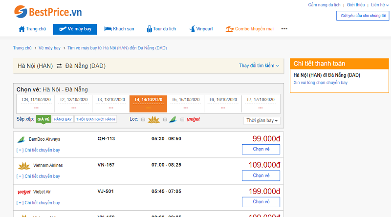 Vé máy bay đi Đà Nẵng tháng 10