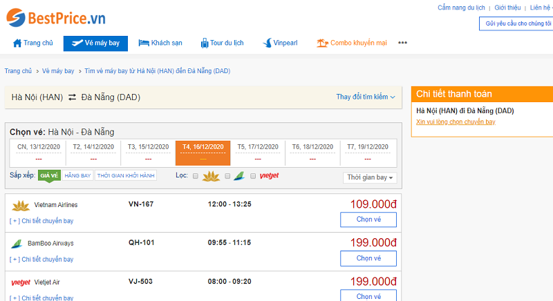 Vé máy bay đi Đà Nẵng tháng 12