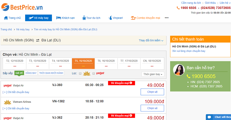 Vé máy bay đi Đà Lạt tháng 10