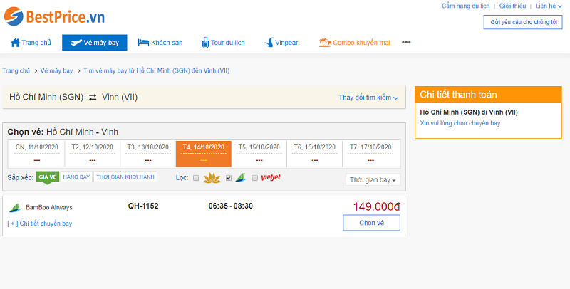 Vé máy bay đi Vinh Bamboo Airways
