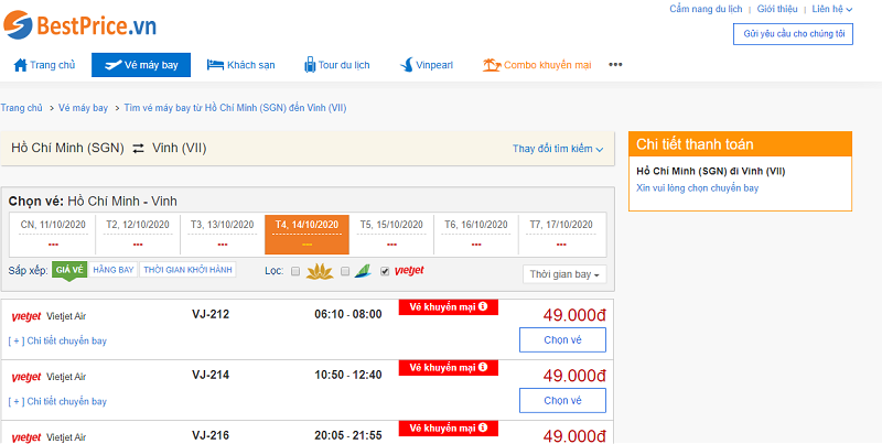 Vé máy bay đi Vinh Vietjet Air