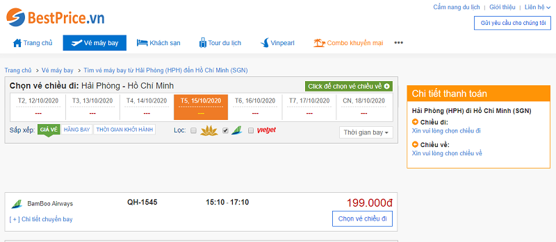 Vé máy bay đi Sài Gòn Bamboo Airways
