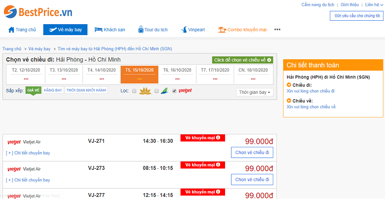 Vé máy bay đi Sài Gòn Vietjet Air