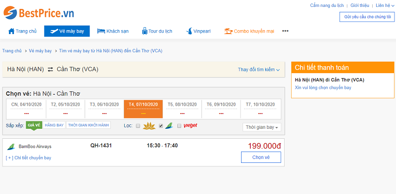 Vé máy bay đi Cần Thơ Bamboo Airways