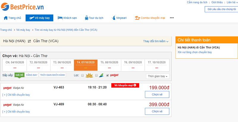 Vé máy bay đi Cần Thơ Vietjet Air