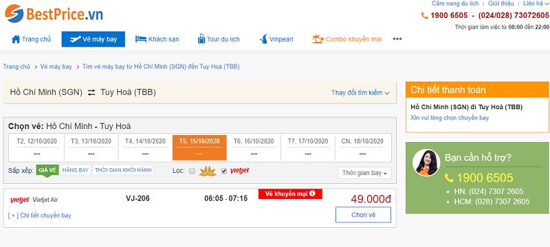 Vé máy bay đi Tuy Hòa Vietjet Air