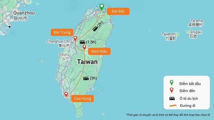 Bản đồ lịch trình tham khảo
