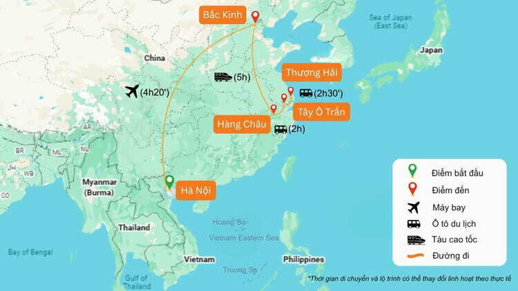 Bản đồ tham khảo lịch trình