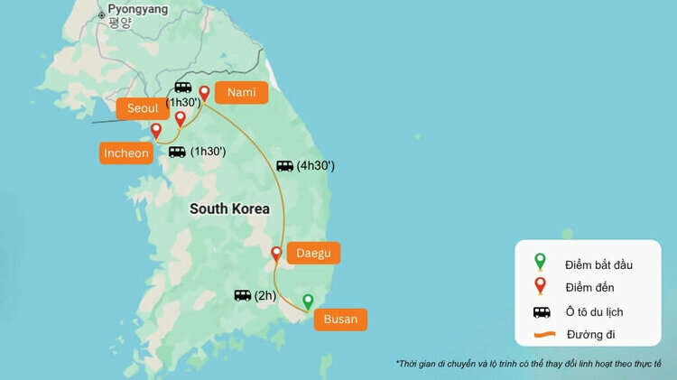 Bản đồ lịch trình tham khảo