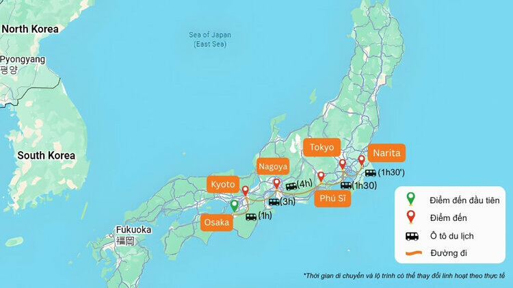 Bản đồ tham khảo lịch trình