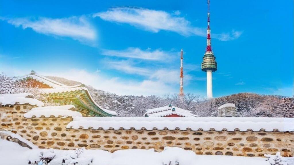 Tháp NamSan mùa đông – Khung cảnh lãng mạn phủ tuyết trắng