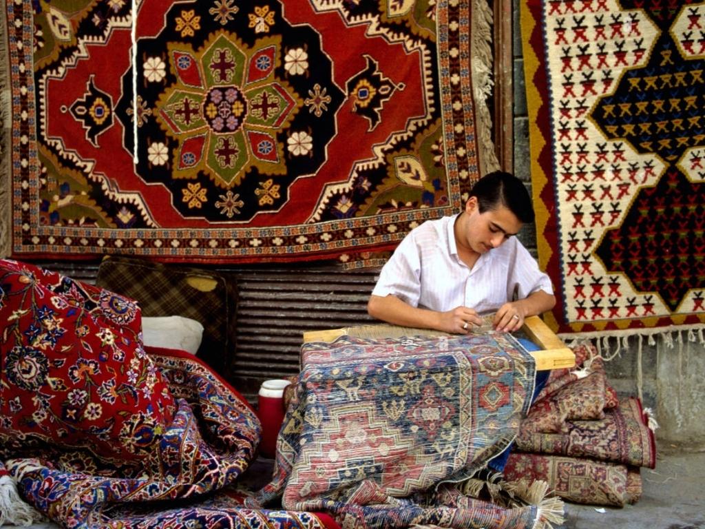 Thợ làm thảm ở chợ Jaipur