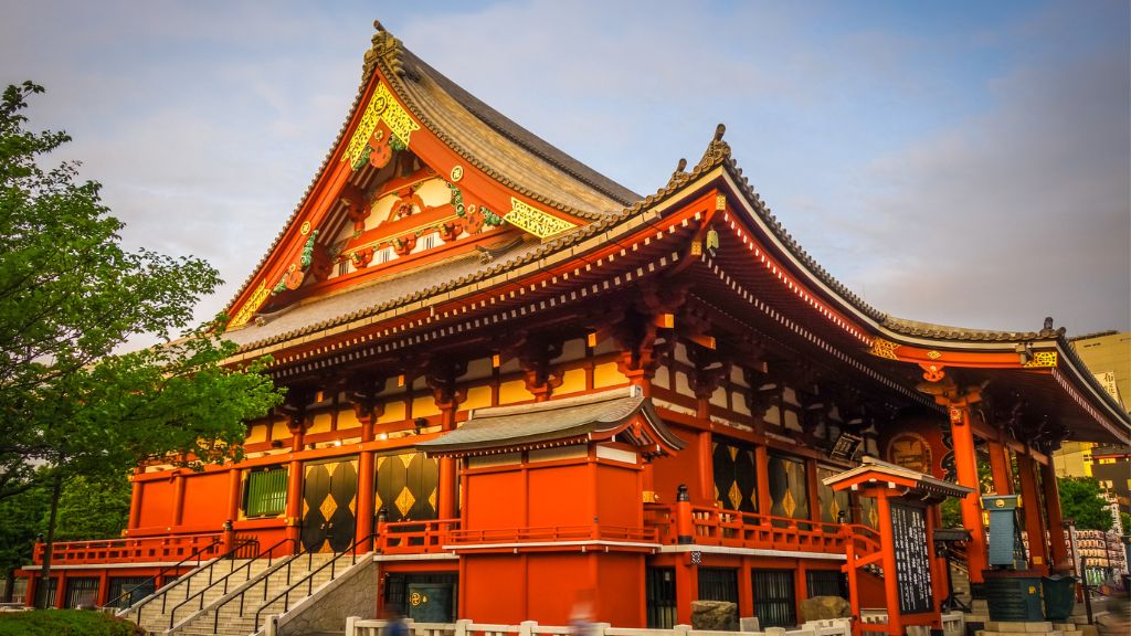 Vẻ đẹp yên bình của Chùa Asakusa Kannon khi hoàng hôn
