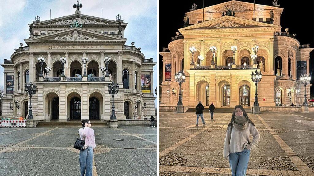 Du khách checkin tại nhà hát kịch Opera Frankfurt Đức