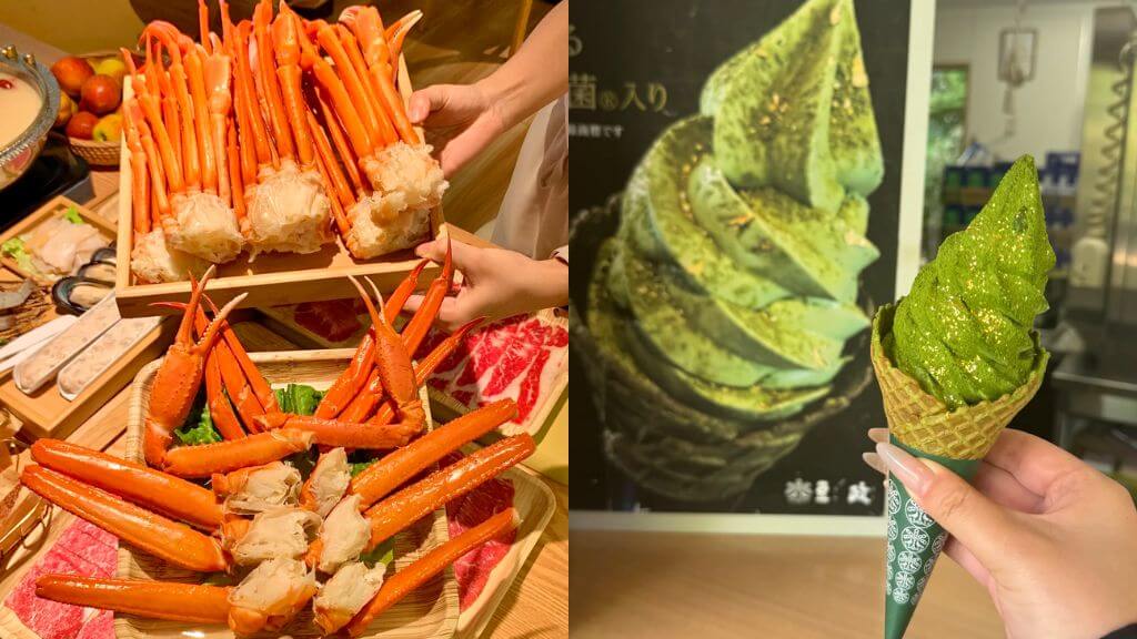 Cua tuyết ngọt thanh, kem matcha phủ vàng tạo vị Nhật sang trọng