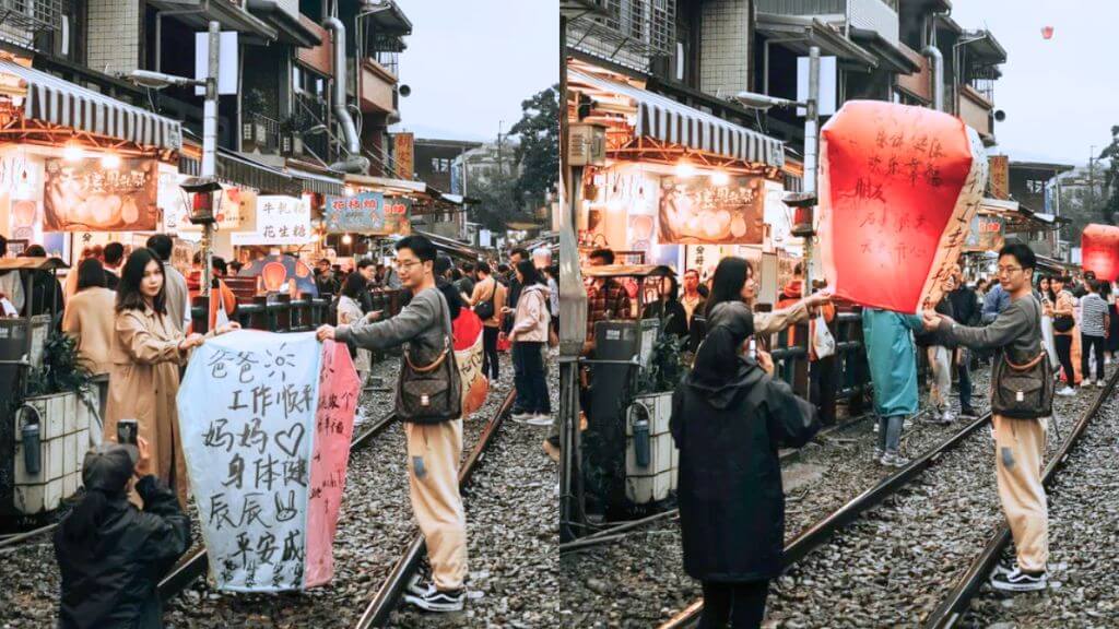 Du khách trải nghiệm thả đèn trời