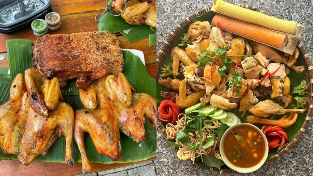 Thưởng thức đặc sản gà nướng cơm lam
