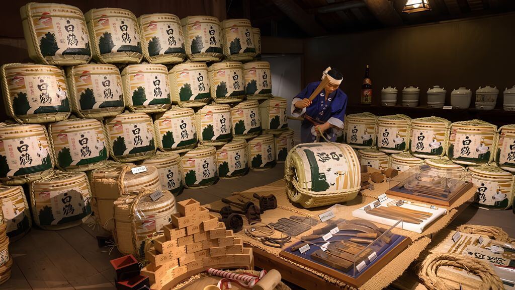Đến thăm bảo tàng rượu Sake Hakutsuru để xem quy trình làm sake bình cối khổng lồ