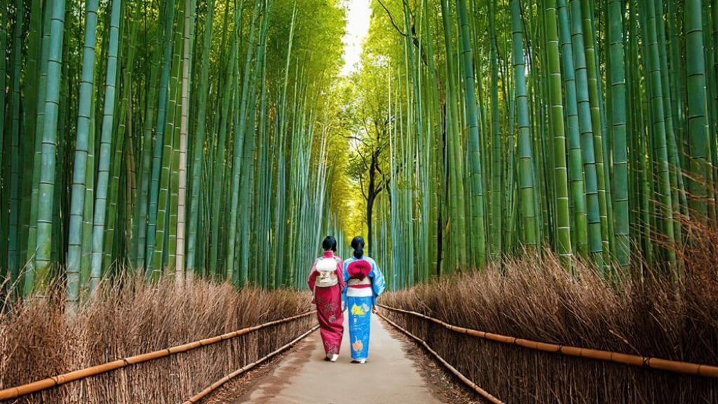 Đoàn ghé thăm Rừng tre Arashiyama nổi tiếng