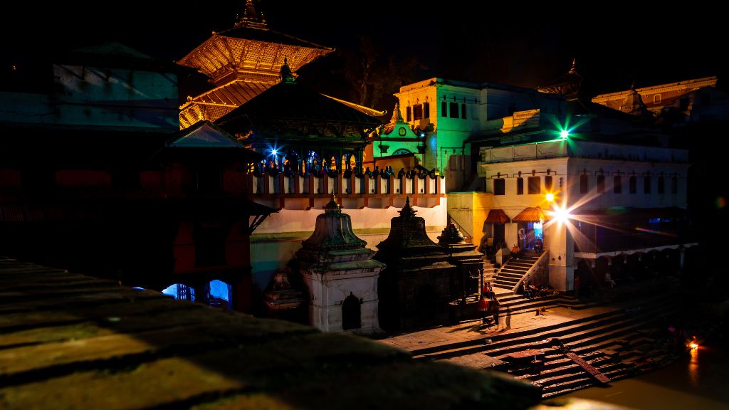 Quảng trường tại thủ đô Kathmandu về đêm